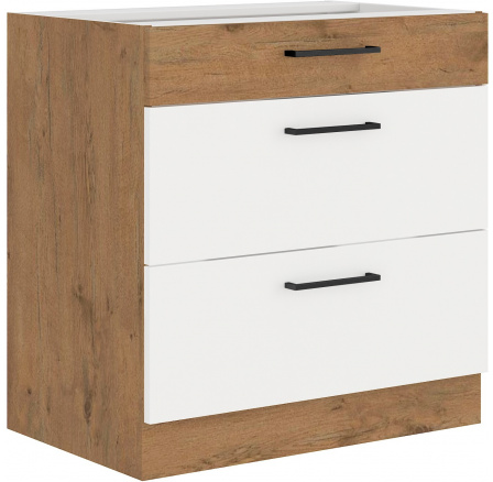 Dolní skřínka VEGAS - 80 D 3S BB, Dub Lancelot / Bílý lesk