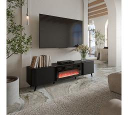 TV komód VOLARE TV 200 EF, fekete matt/fekete