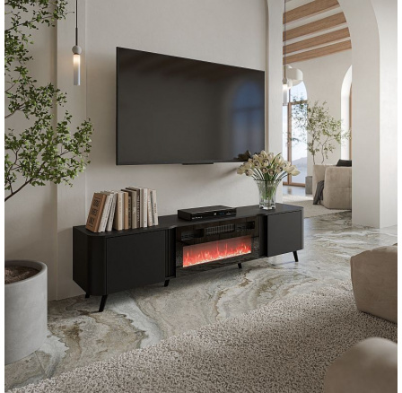 TV komód VOLARE TV 200 EF, fekete matt/fekete