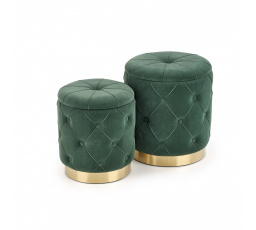 POLLY puff készlet, sötétzöld bársony