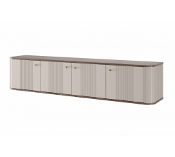 Szafka RTV wisząca Vesper 4D 187 cm - kaszmir / orzech / złote uchwyty