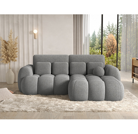 Covelion sarokkanapé ágy tárolóval, szürke bouclé, jobb oldali Royal 04 193x60 Jobb 1