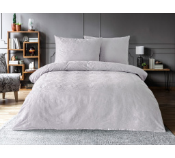 Luxusní žakárové povlečení 220x220, 70x90cm listy světle šedé