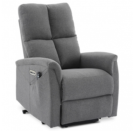 Polohovací křeslo, elektrické zabudované ovládání, šedá, látka, TV-929 GREY2