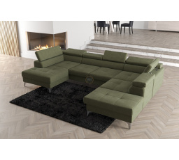 NAROŻNIK ROZKŁADANY TOSCANIA MAX II 170x350x220 - prawa , Odcienie oliwkowego