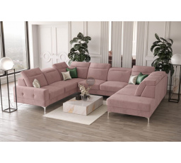 NAROŻNIK TAPICEROWANY MALIBU MAX I 260x350x220 CM - Odcienie różu , Strona lewa