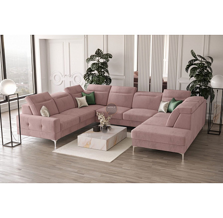 NAROŻNIK TAPICEROWANY MALIBU MAX I 260x350x220 CM - Odcienie różu , Strona lewa