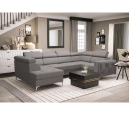 NAROŻNIK ORION MAX II Z FUNKCJĄ SPANIA 165X350X185 CM - Odcienie szarości , prawa