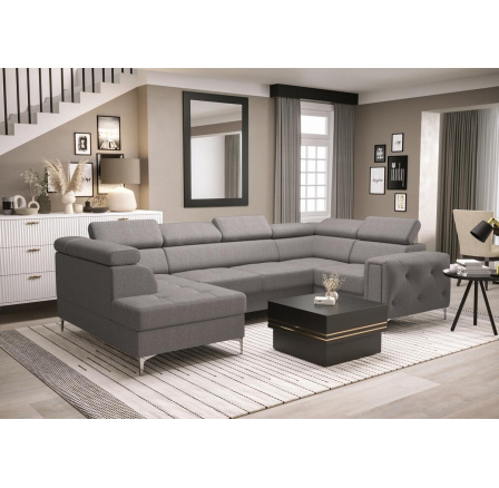 NAROŻNIK ORION MAX II Z FUNKCJĄ SPANIA 165X350X185 CM - Odcienie szarości , prawa