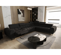 NAROŻNIK ROZKŁADANY ASPEN MAX RELAX 330x260 CM - Odcienie czarnego , prawa