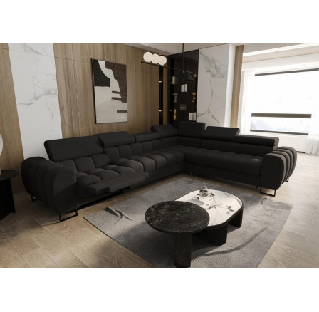 NAROŻNIK ROZKŁADANY ASPEN MAX RELAX 330x260 CM - Odcienie czarnego , prawa