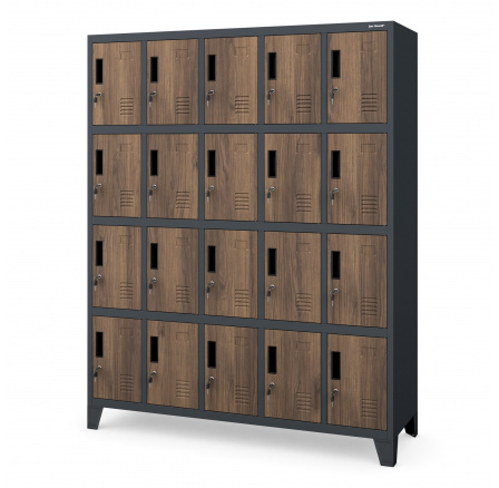 Fém öltözőszekrény BHP antracit/dió: Eco Design ROBERT, 1360 x 1720 x 450 mm