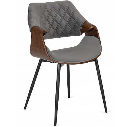 Krzesło DAKOTA Szare/Orzech Welurowe