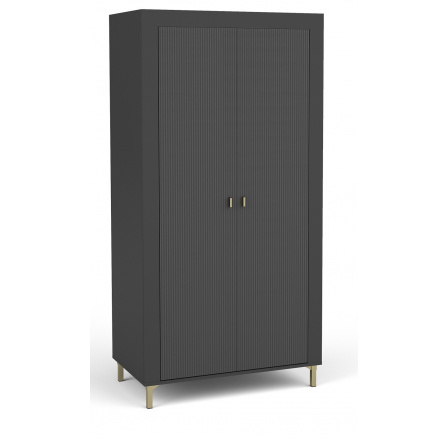 MOSSA MO1 ruhásszekrény, Whisky Tölgy/Fekete matt