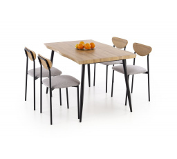 Étkezőasztal szett DICKY, természetes / fekete / szürke