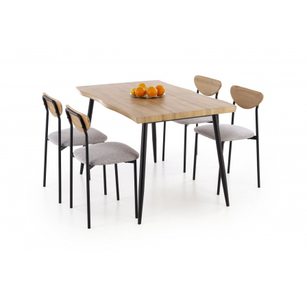 Étkezőasztal szett DICKY, természetes / fekete / szürke