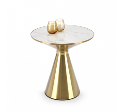 TRIBECA dohányzóasztal, fehér márvány hatás/arany