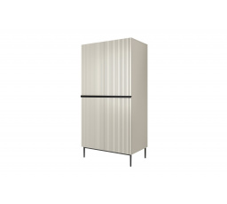 Dwudrzwiowa szafa Nicole z ukrytymi szufladami i metalowymi nogami 100 cm - kaszmir / czarne nóżki