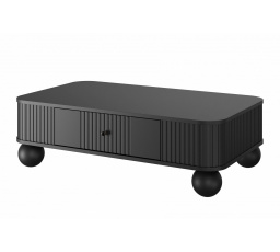 Stolik kawowy z szufladą Vesper 103x60 cm - czarny / czarne uchwyty