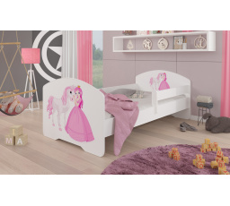 Ágy matraccal és korláttal PEPE PRINCESS AND HORSE 160x80 Fehér