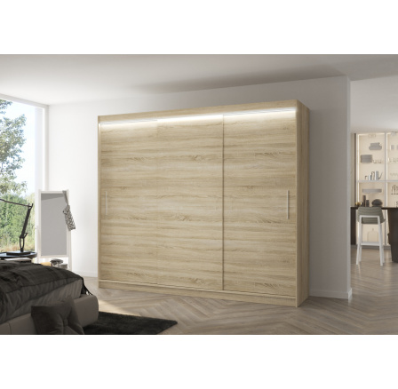 Tolóajtós szekrény LED világítással ANTOS 250 Sonoma+Sonoma