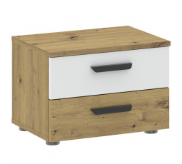 Éjjeliszekrény BASIC TWO 2S, Artisan Tölgy/Fehér