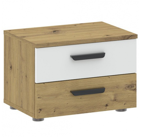 Éjjeliszekrény BASIC TWO 2S, Artisan Tölgy/Fehér