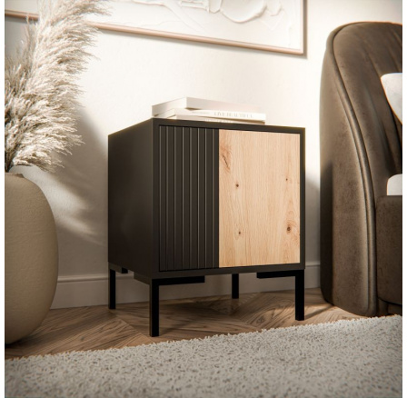 Éjjeliszekrény MERCI, fekete/artisan