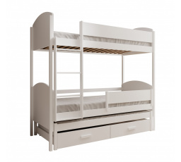 Háromszemélyes gyerekágy Leia 180x80 matraccal Fehér+Fehér