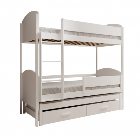 Háromszemélyes gyerekágy Leia 180x80 matraccal Fehér+Fehér