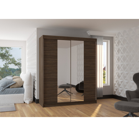 Tolóajtós szekrény tükörrel BALANCE 180 Choco+Choco