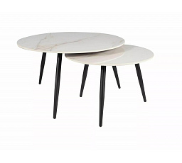 KORA D dohányzóasztal szett, Fehér/fekete matt