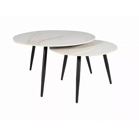 KORA D dohányzóasztal szett, Fehér/fekete matt