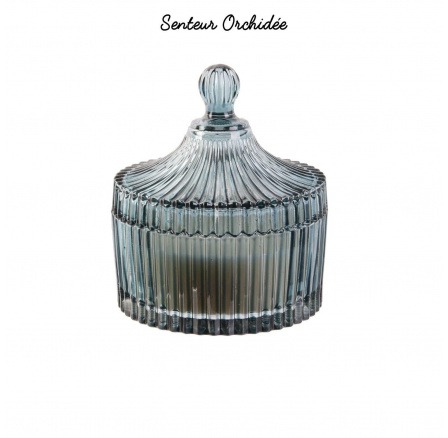 Bohém üvegből készült gyertya L zöld