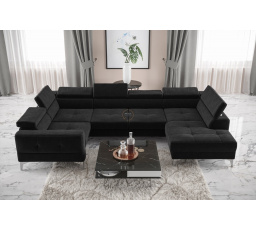 NAROŻNIK ROZKŁADANY TOSCANIA MAX I 170x350x185 CM - lewa , Odcienie czarnego