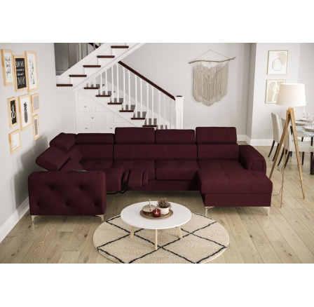 NAROŻNIK ORION MAX III RELAX Z FUNKCJĄ SPANIA 165x320x190 CM - Odcienie bordowego , lewa