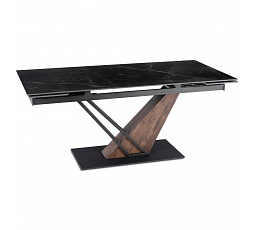 Stół REX 2 Ceramiczny Rozkładany 180-240 cm Czarny Marmur/Orzech