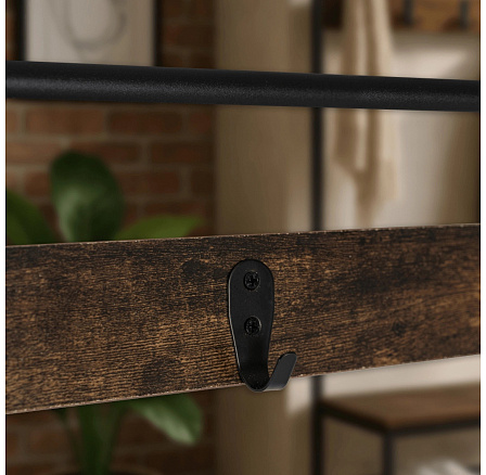 Wieszak Do Przedpokoju JETT 70 cm z Półkami Dąb Rustykalny/Czarny