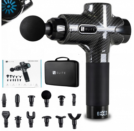 Pistolet Do Masażu ME-MG06 Z 12 Wymiennymi Końcówkami Czarny