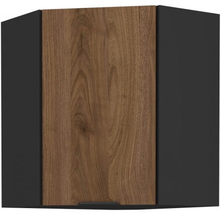 Horní rohová skřínka MONZA - 60x60 GN-72 1F (45°), Černá mat/Ořech