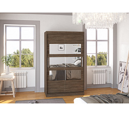 Tolóajtós és tükörrel ellátott ruhásszekrény KOLORADO 120 Choco+Choco