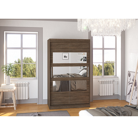 Tolóajtós és tükörrel ellátott ruhásszekrény KOLORADO 120 Choco+Choco