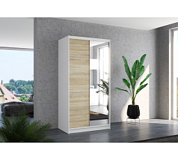 Tolóajtós szekrény tükörrel ORLANDO 100 Fehér+Sonoma