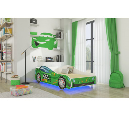 Ágy matraccal és LED világítással SPEED 160x80 Zöld