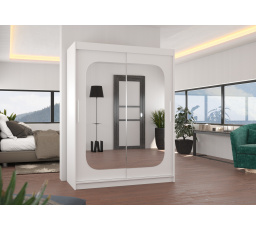 Tolóajtós szekrény tükörrel CLEVER 150 Fehér+Fehér
