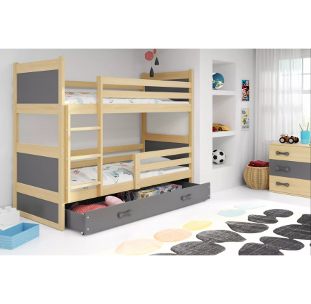 RICO PIĘTROWE RAMA SOSNA WYPEŁNIENIA GRAFIT SZUFLADA GRAFIT BEZ MATERACY 90 X 200 KPL