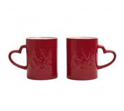 2 darabos Amour bögre szett, 300 ml, piros