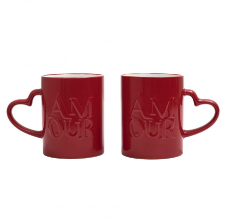 2 darabos Amour bögre szett, 300 ml, piros
