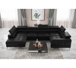 NAROŻNIK ROZKŁADANY TOSCANIA MAX I 170x350x185 CM - prawa , Czarna eko skóra