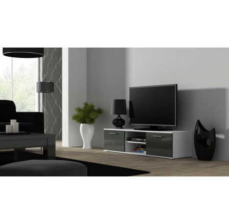 Tv komoda SOHO 140, bílá/šedý lesk